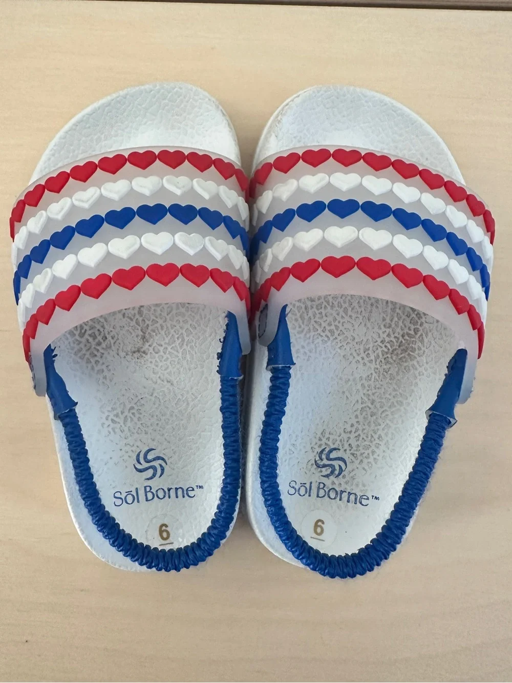 Toddler girls 4th of July Sandals with Red & Blue Heart Straps